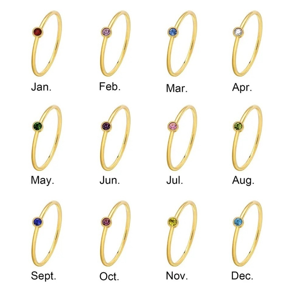 January to December Birthstone Rings 14K Gold Plated